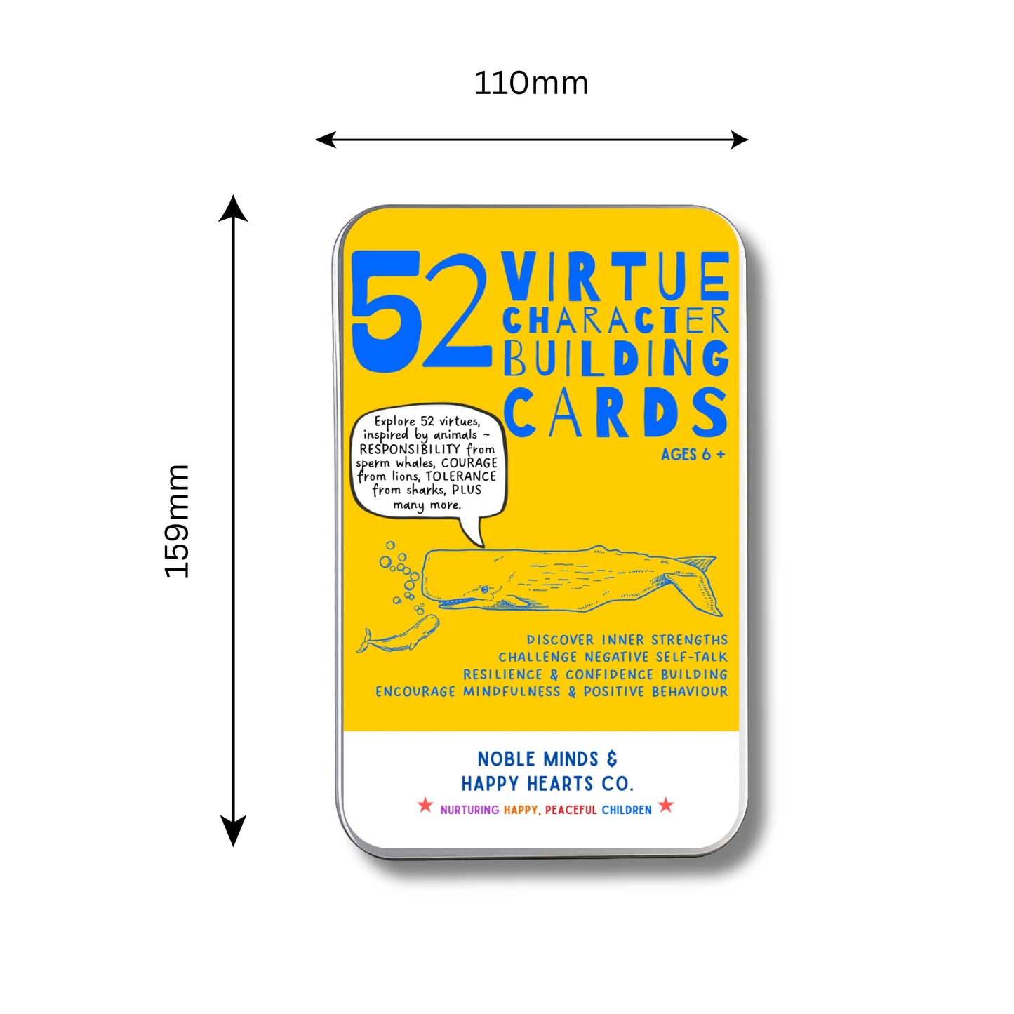 VIRTUE CHARACTER BUILDING CARDS ~ Yellow/blue Tin