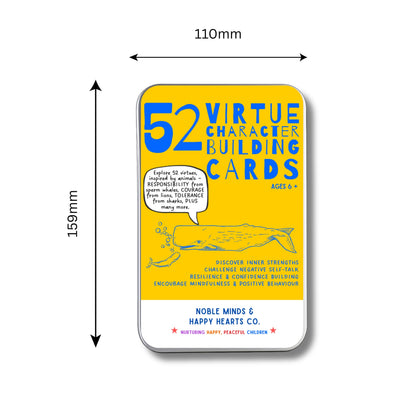 VIRTUE CHARACTER BUILDING CARDS ~ Yellow/blue Tin