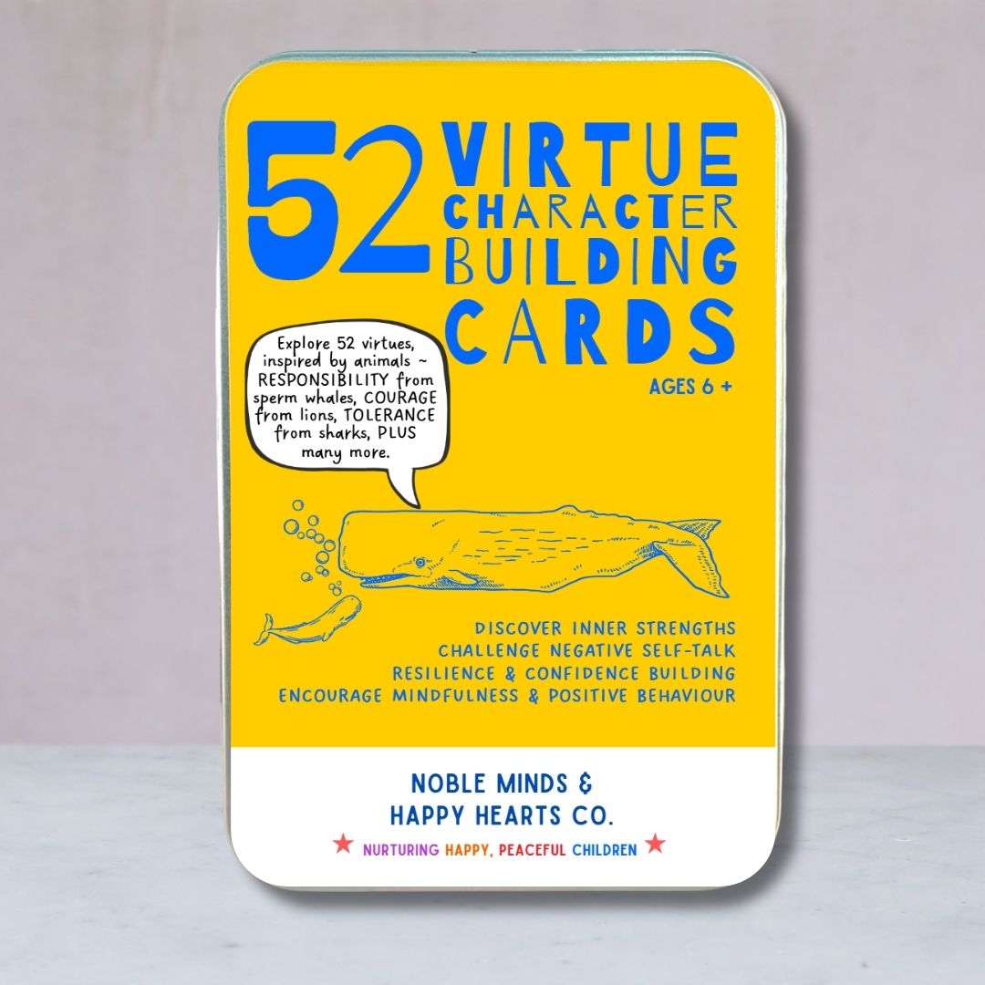 VIRTUE CHARACTER BUILDING CARDS ~ Yellow/blue Tin